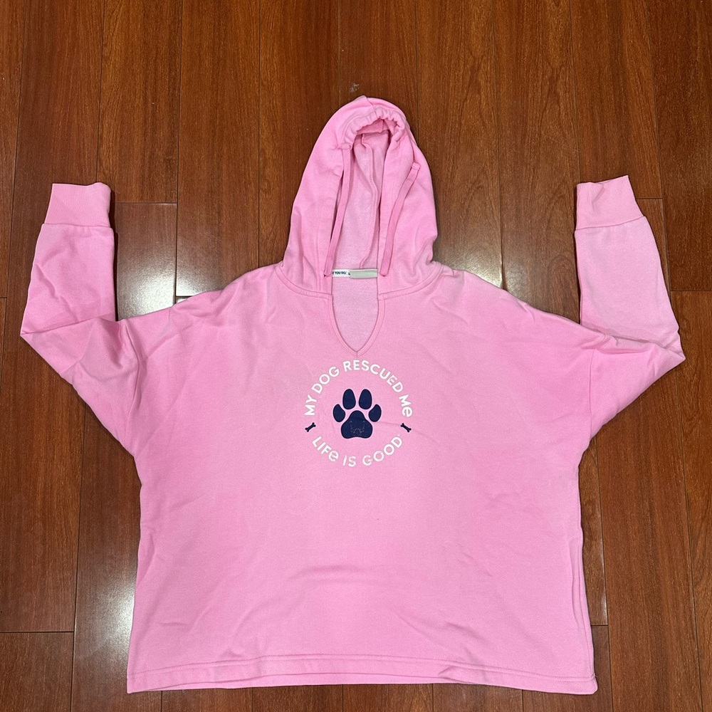 Life Is Good Pink Dog Rescue Adult Pajama Set - Picture 2 of 6